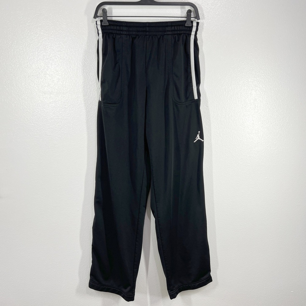 Air Jordan Track Pants Mens Small Athletic Training Black White Stripe Ankle Zip